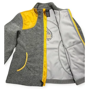 Harley-Davidson Womens Gray Fleece Yellow Quilted Shoulder Zip Jacket Medium thumbnail 5