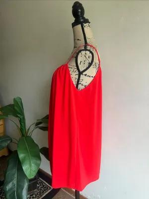 Alice + Olivia Red Orange Mini Slip Dress Size Medium thumbnail 3