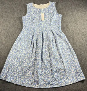 Gilli Boutique Brand Blue White Floral Sleeveless Fit Flare Dress 2XI NWT thumbnail 1