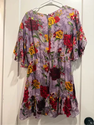 Alice‎ + Olivia Katrina Silk Blend Dress In Water Lotus Lavander Size S/M thumbnail 3