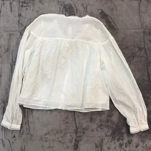 NWT J.Crew Smocked Cotton Popover top in cotton voile Blouse White Eyelet Trim M thumbnail 8