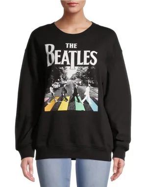 No Boundaries The Beatles Abbey Road Black Crewneck‎ Sweatshirt Size XS thumbnail 1