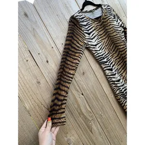 Grecerelle Tiger Print Bodycon Dress Size Small animal‎ long sleeve club summer thumbnail 3