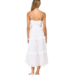 Lulus Summertime Babe White Eyelet Midi Dress NWT Medium thumbnail 2