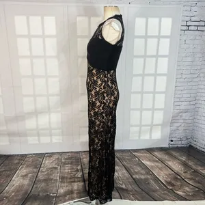 Juno dress collection sleeveless black lace nude lined evening gown size 2 thumbnail 6