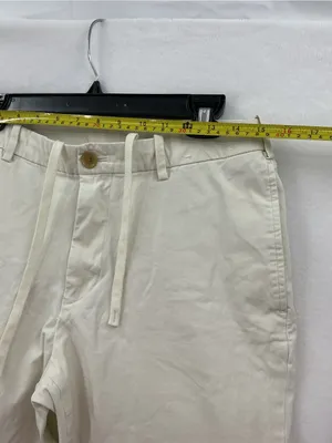 96% cotton Uniqlo Cropped Drawstring Chino Pants in Beige 1190 thumbnail 3