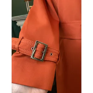Albert Nipon Women Orange Belted Trench Coat Size‎ 12 thumbnail 2