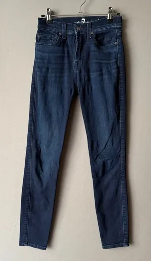 7 For All Mankind sz 23 blue jeans high waist‎ ankle jeans thumbnail 1