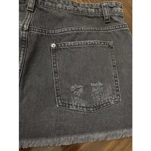 Free People Distressed Black Mini Skirt Size 10 Denim thumbnail 6