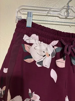 Athleta Floral Athletic Running Shorts Burgundy Pink Women’s Size 4 thumbnail 7
