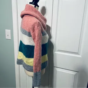 Lou & Grey LOFT Womens XS‎ Multicolor Striped Turtleneck Sweater Alpaca Wool thumbnail 9