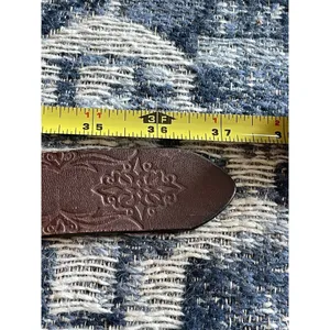 Floral Brown Leather Belt Adjustable Women's Size Medium thumbnail 3