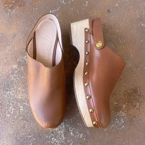 leather Convertible leather clogs in tan sz 6.5 / 50mm heel thumbnail 1