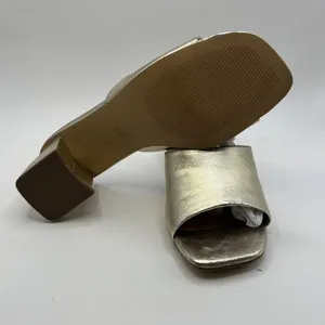 FARYL by Farylrobin Womens Size 7.5 Pip Gold Metallic Sandals Leather Block Heel thumbnail 7