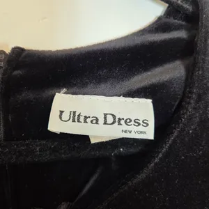 Vintage Ultra Dress New York Black Velvet Maxi Dress Lace Trim Grandma 90s 12 thumbnail 7