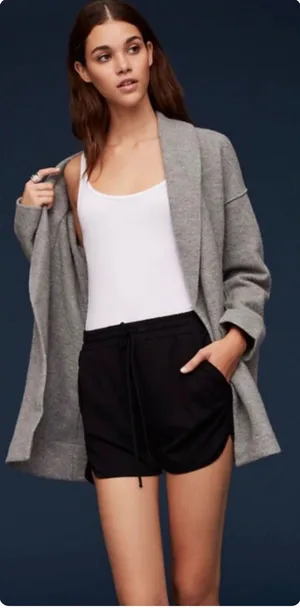Aritzia Babaton Women Freeman 100% Wool Grey Minimalist Cardigan Jacket‎ Size L thumbnail 1