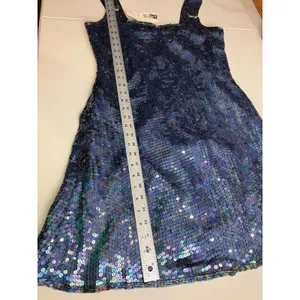 Vintage Expressions Silk Sequin Mini Dress Iridescent Blue Party Dress 12‎ thumbnail 16