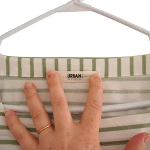 Urban by Alembika Jagger Stripe Top Sage Green White Striped Square Neck Cotton‎ thumbnail 6