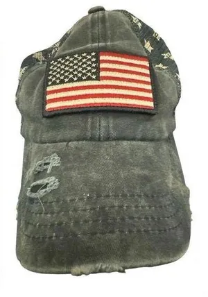 CC Exclusives Denim Strapback Cap Women One Size US Flag Broken-in Ripped thumbnail 1