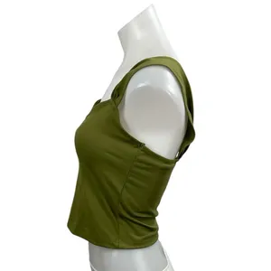 Abercrombie & Fitch Women's Green Sweetheart Neck Sleeveless Crop Tank Top Sz M thumbnail 2