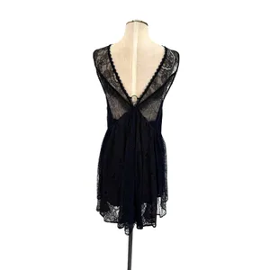 Free People Don't You Dare Lace Mini Dress Open Back Black Combo‎ Size Small NWT thumbnail 10