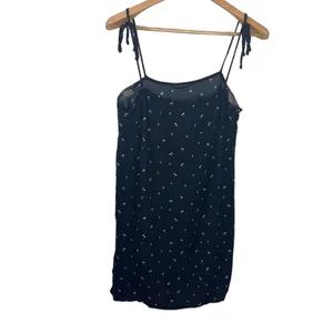 navy scattered micro palm print tie strap square neck mini dress thumbnail 2