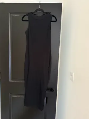 Black ribbed side slit midi dress size 6 thumbnail 3