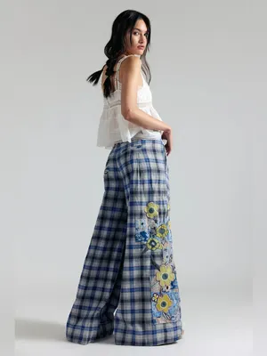 🆕Free People | Brooks Embroidered Wide-Leg Patchwork Pants | Sz: M | Ivory Combo thumbnail 2