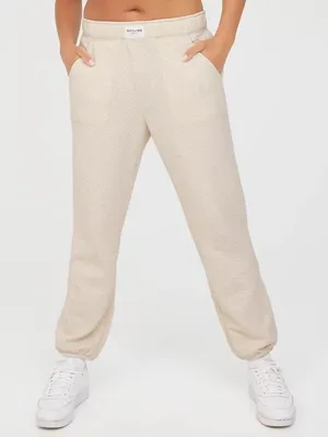 OFFLINE by Aerie Coffee Run‎ Jogger Womens M Cream Textured Sweatpants thumbnail 1