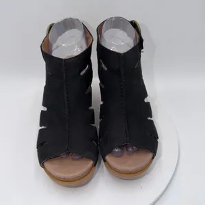 Dansko Demetra Black Leather Cutout Platform Sandals Wood Block Heel Women 6-6.5 thumbnail 3