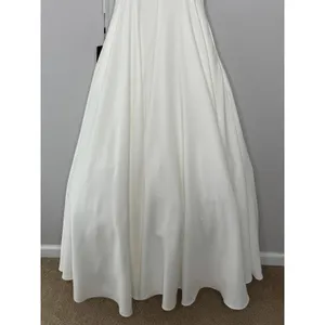 IEENA for Mac Duggal A-Line V-Neck Ball‎ Gown 4 White Bridal Wedding Minimalist thumbnail 9