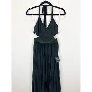 Lulus Celebratory Allure Black Pleated Backless Maxi Dress Formal Small NWT thumbnail 7