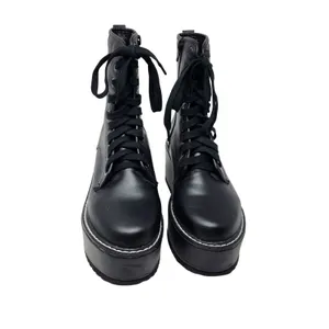 Liliana Shoes Black Leather Zip Archer 1 Chunky Platform Combat Boots Size 7.5 thumbnail 4