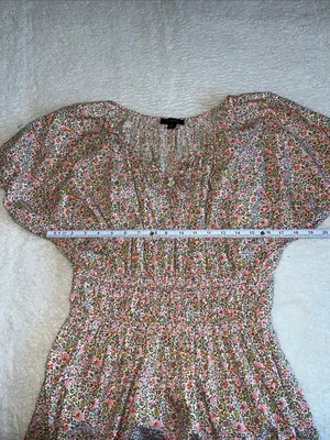 J.Crew Cinched Waist Puff Sleeve Floral Mini‎ Dress MT thumbnail 3