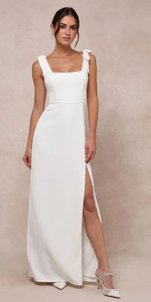 NWT Lulus Your Sweetie White Tie-Strap Column Maxi Dress Women's Size Large thumbnail 1