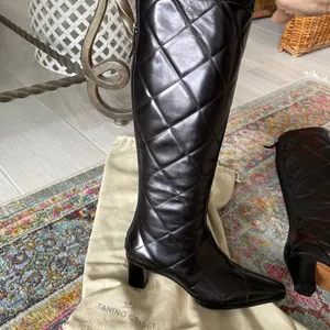 Tanino Crisci brand new black quilted leather boots gorgeous! thumbnail 3