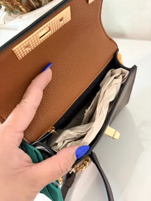 ALDO Brown Top Handle Satchel Handbag Scarf Charm Gold Chain Preppy Chic Quiet Luxury thumbnail 10
