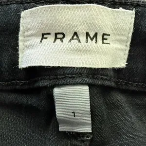 FRAME Le One Skinny Jeans High-Rise Denim Pants Black Size 1 thumbnail 3