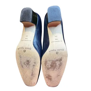 Etienne Aigner Time Shoes‎ Womens Size 7 Blue Leather Cap Toe Block Heel Pumps thumbnail 9