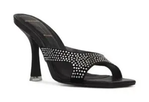 BLACK SUEDE STUDIO Onyx Crystal Embellished Mule Sandals Black Size 38.5 US 8.5 thumbnail 1