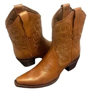 NIB Circle G Corral L6235 Women’s 8 Shedron Honey Brown Leather Ankle Boots NEW thumbnail 2