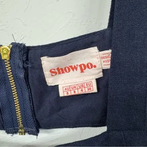 Showpo Navy Blue Wide Leg Cropped Sleeveless Open Back Cropped Jumpsuit 4 thumbnail 4