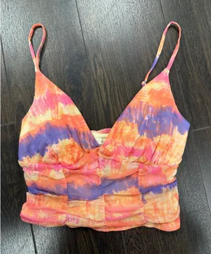 Y2K Indie Urban Outfitters‎ Sunset Tie Dye Mesh Cami S thumbnail 1