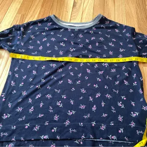 Lauren Ralph Lauren Floral Pajama Top Women Large Navy Blue Feminine Cottagecore thumbnail 6