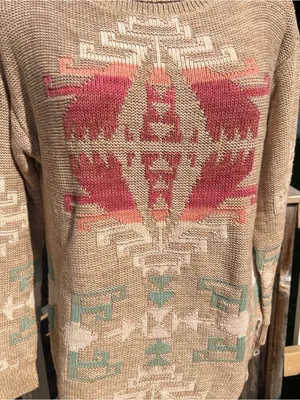 Lauren Ralph Lauren Women’s Cotton Linen Blend Aztec Southwest Sweater Size M thumbnail 3