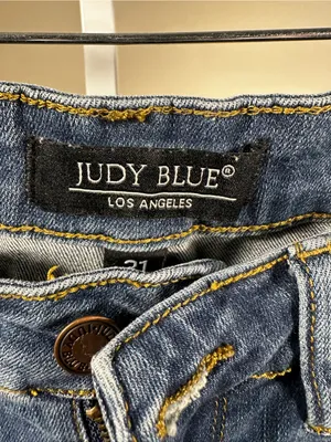 J144. Judy Blue Women's Distressed Mid-Rise Blue Jeans thumbnail 2