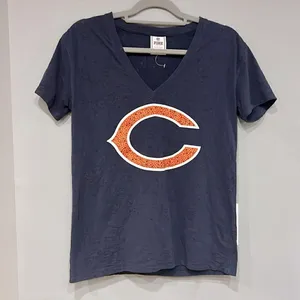 Victoria's Secret PINK NFL Chicago Bears Rhinestone V-Neck Burnout T-Shirt‎ Navy thumbnail 1
