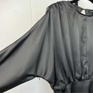 PrettyLittleThing High Slit Wrap Dress Womans 8 Black Satin Open Back Clubwear thumbnail 6