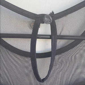 Black sheer vintage 80s size medium bodysuit Velcro bottom thumbnail 4