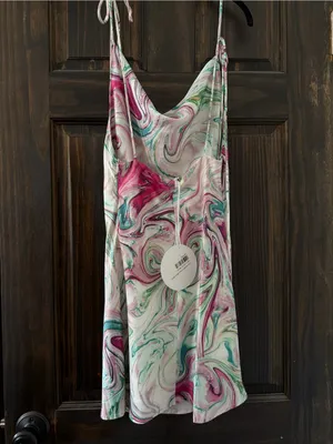 Princess Polly Multicolor Swirl Cowl Neck Mini Slip Dress thumbnail 2